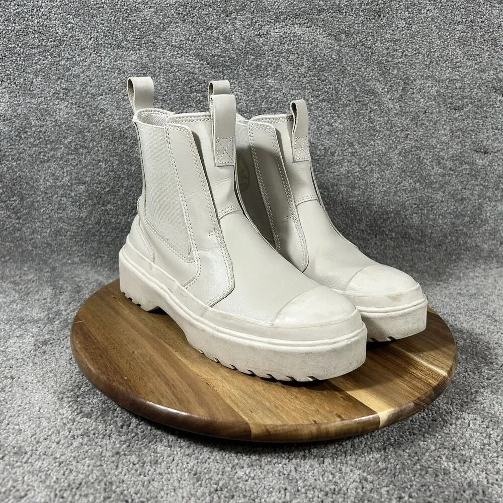Converse Chuck Taylor All Star Lugged Girls Size 5 Beige Leather Chelsea Boots